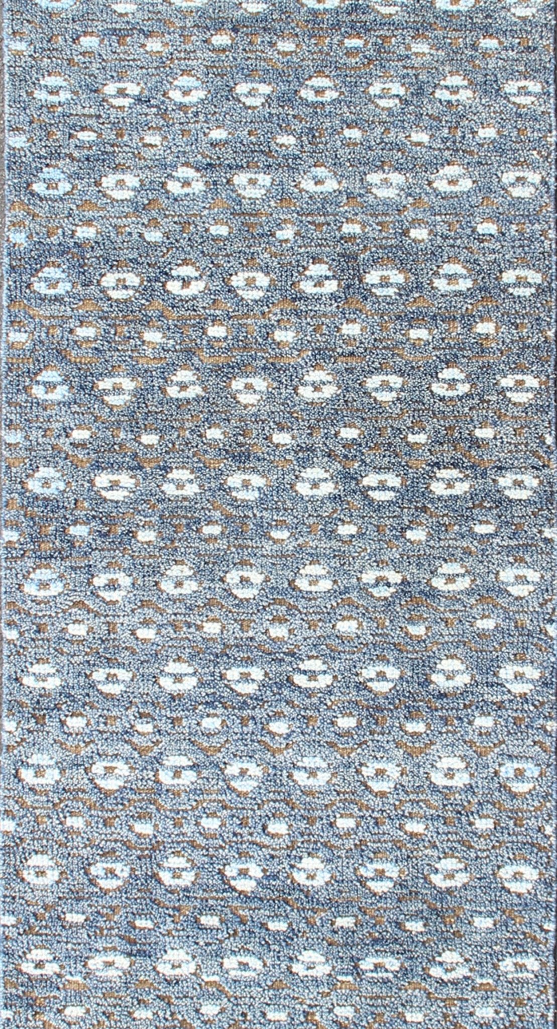 Keivan Woven Arts Modern Design Runner in Blue and Brown Tones. Keivan Woven Arts / rug KHN - 1011 - TR - 488, country of origin / type: India. Measures: 2'7 x 10 The modern design of this distressed piled rug makes it perfect for modern/ casual inte... - Keivan Woven ArtsKHN - 1011 - TR - 488 - 13903Rug