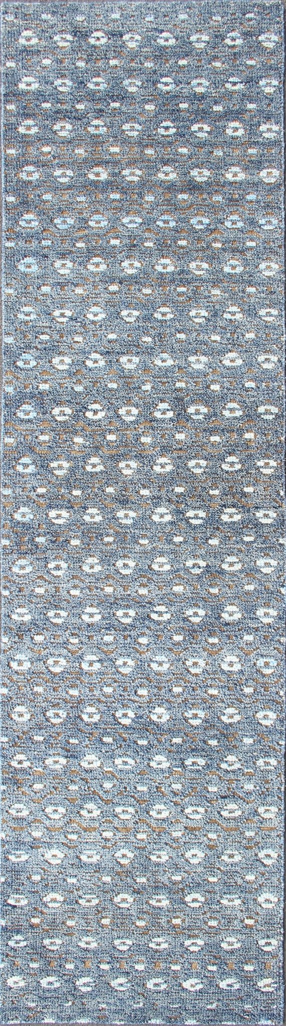 Keivan Woven Arts Modern Design Runner in Blue and Brown Tones. Keivan Woven Arts / rug KHN - 1011 - TR - 488, country of origin / type: India. Measures: 2'7 x 10 The modern design of this distressed piled rug makes it perfect for modern/ casual inte... - Keivan Woven ArtsKHN - 1011 - TR - 488 - 13903Rug