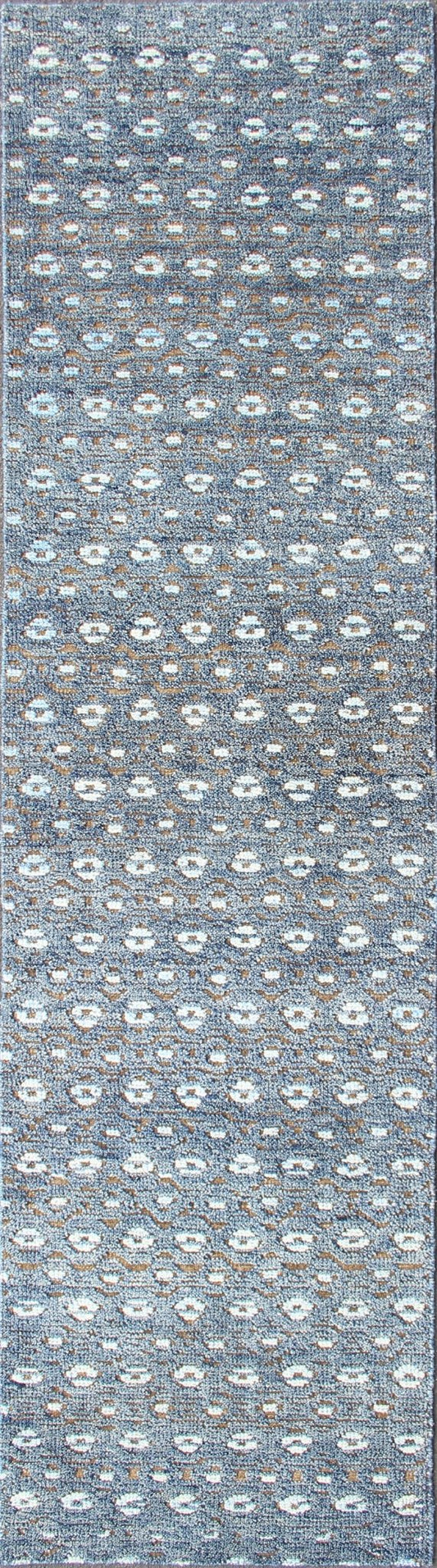 Keivan Woven Arts Modern Design Runner in Blue and Brown Tones. Keivan Woven Arts / rug KHN - 1011 - TR - 488, country of origin / type: India. Measures: 2'7 x 10 The modern design of this distressed piled rug makes it perfect for modern/ casual inte... - Keivan Woven ArtsKHN - 1011 - TR - 488 - 13903Rug