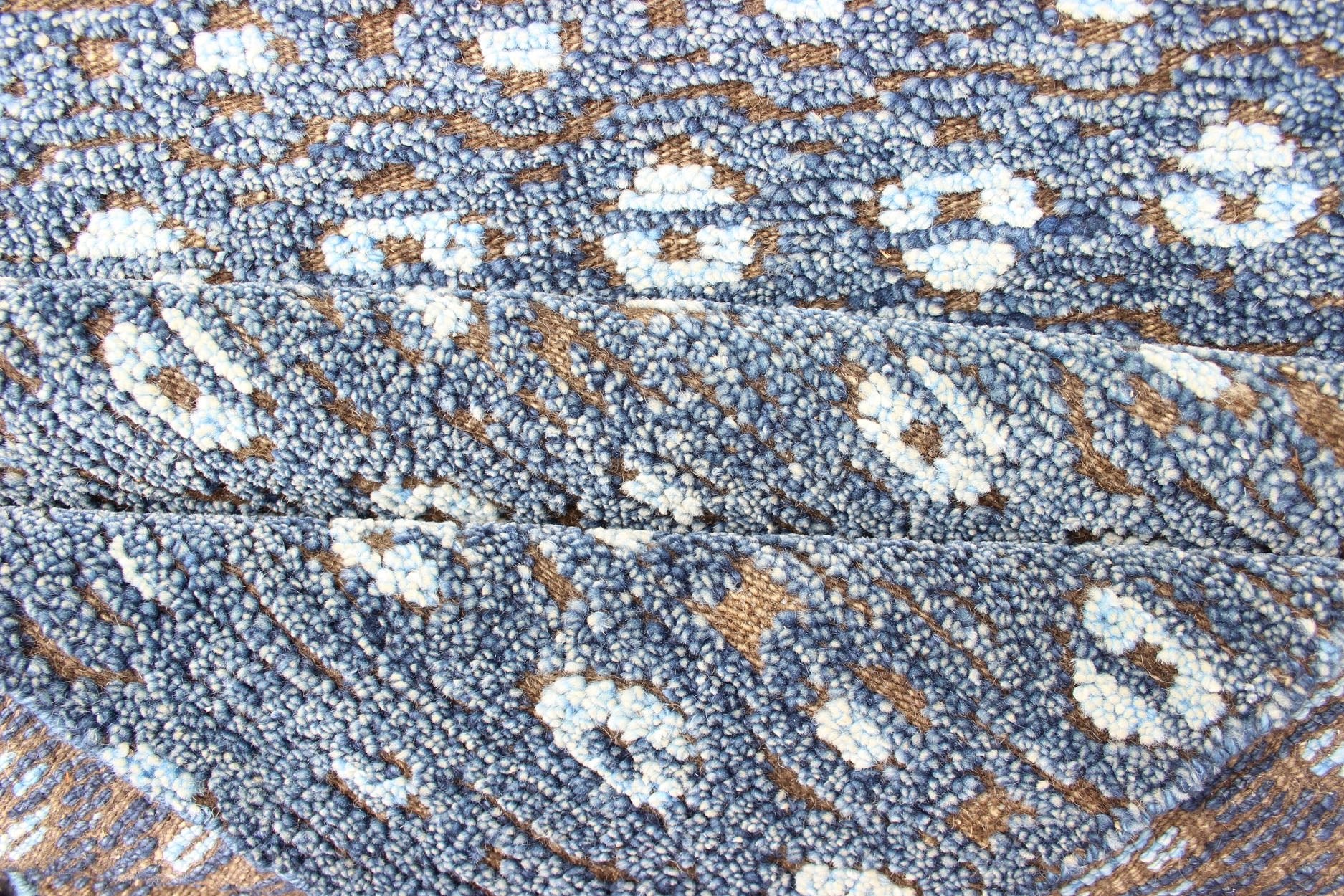 Keivan Woven Arts Modern Design Runner in Blue and Brown Tones. Keivan Woven Arts / rug KHN - 1011 - TR - 488, country of origin / type: India. Measures: 2'7 x 10 The modern design of this distressed piled rug makes it perfect for modern/ casual inte... - Keivan Woven ArtsKHN - 1011 - TR - 488 - 13903Rug
