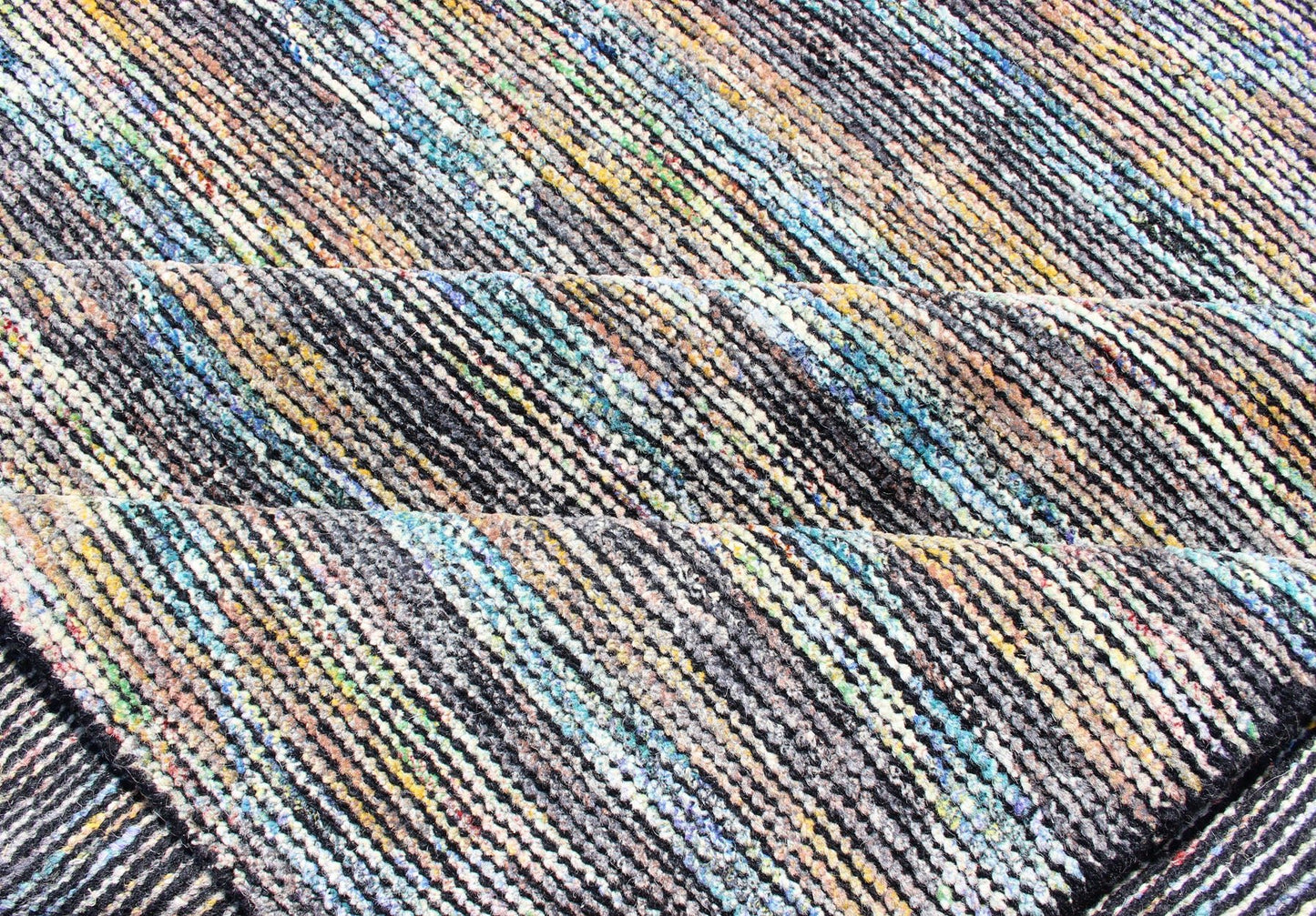 Beautiful Modern Distressed Rug in Multi Shades of Gray, Purple, Blue and Yellow. multi colored modern distressed piled rug in an abstract design, rug KHN - 1016 - TR - 976, country of origin / type: India / Modern Piled Rug. A unique blend of mod... - Keivan Woven ArtsKHN - 1016 - TR - 976 - 13494Rug