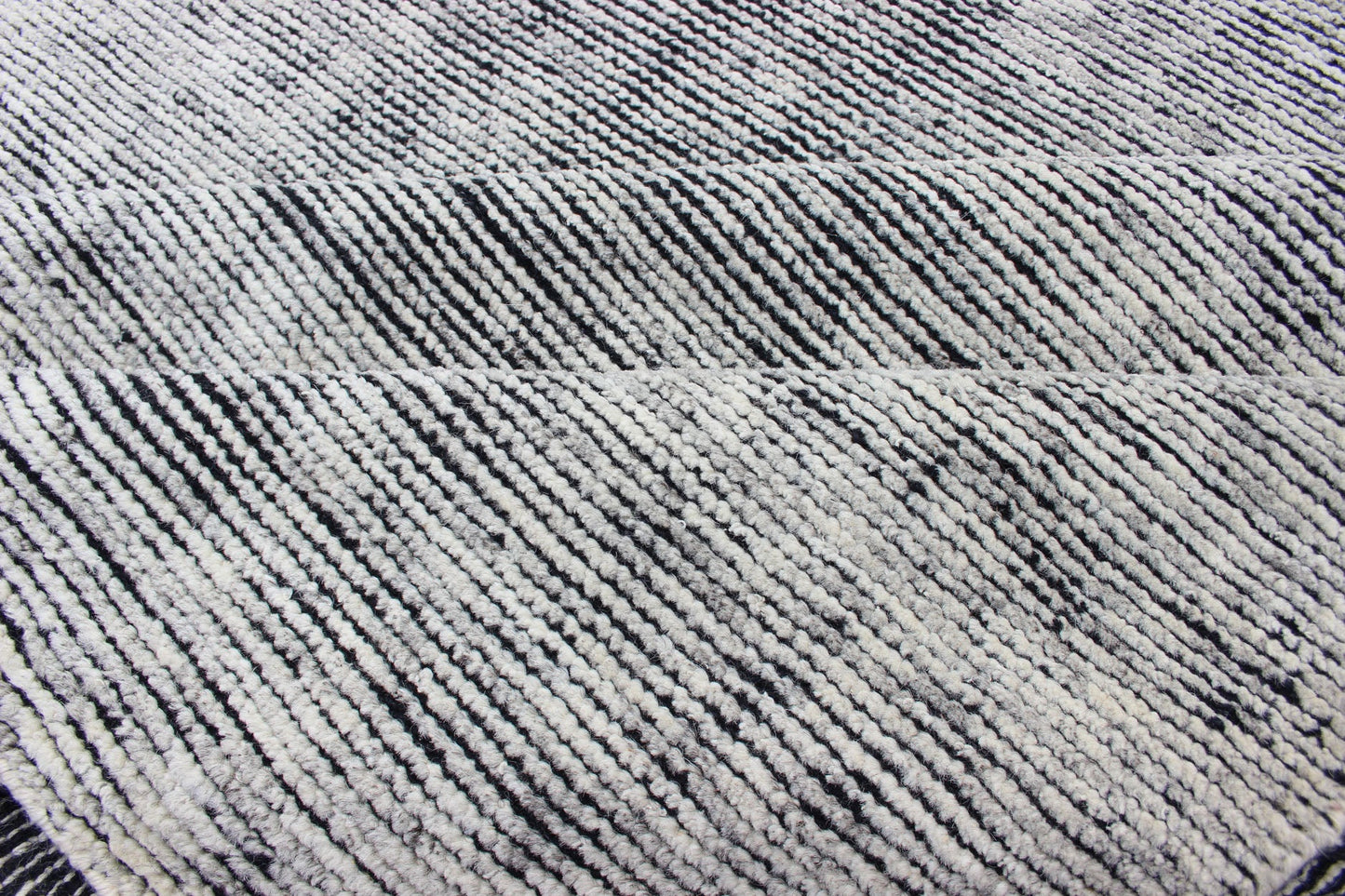 Indian Hand - Knotted Distressed Modern Abstract Black and White Area Rug Measures 9'2 x 11'10 Country of Origin: India; Type: Modern, Distressed Modern; Design: Minimal, Abstract, Modern; Keivan Woven Arts: rug KHN - 1018 - J1 - BLACK; ... - Keivan Woven ArtsKHN - 1018 - J1 - BLACK - 13498