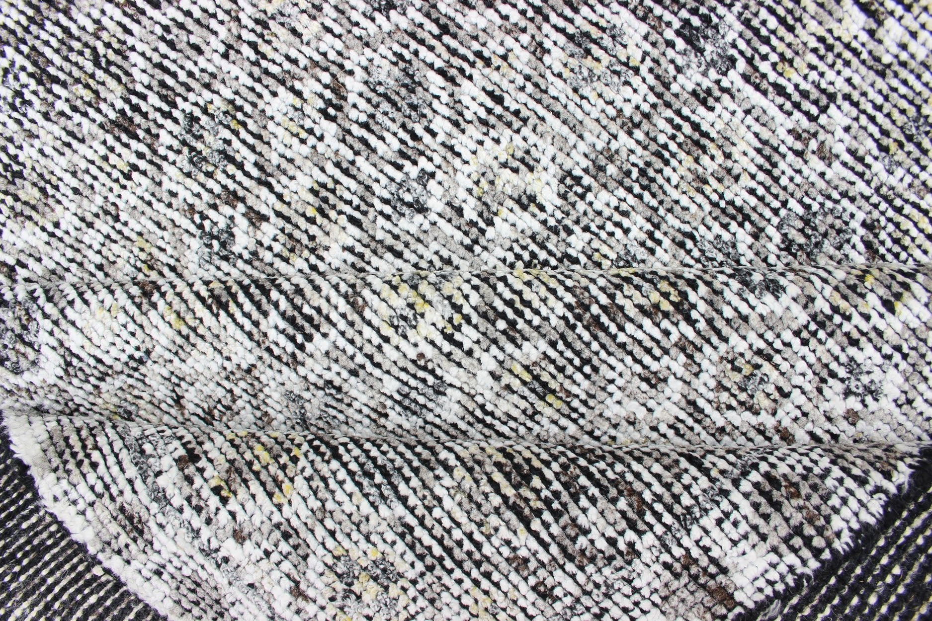 Creams, Ivory, Cream, and Charcoal Modern Distressed Rug. Shades of cream, light yellow, and charcoal modern Indian piled rug, rug KHN - 1022 - TR - 818, country of origin / type: India / Indian Modern Piled Rug. A unique blend of historical and m... - Keivan Woven ArtsKHN - 1022 - TR - 818 - 13518Rug