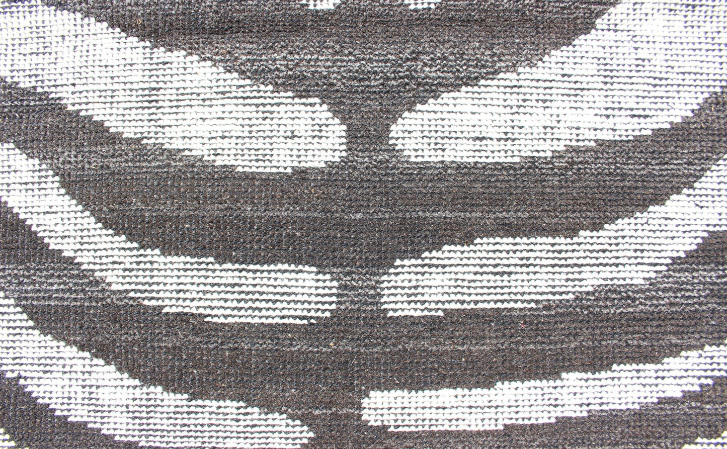 Measures:8'4 x 10'1 Black and White Zebra Design Distressed Modern Rug. Ivory, Black and charcoal modern zebra design distressed piled rug. Keivan Woven Arts / rug KHN - 1023 - TR - 1048, country of origin / type: India / Modern Piled Rug. A uniqu... - Keivan Woven ArtsKHN - 1023 - TR - 1048 - 13522Rug