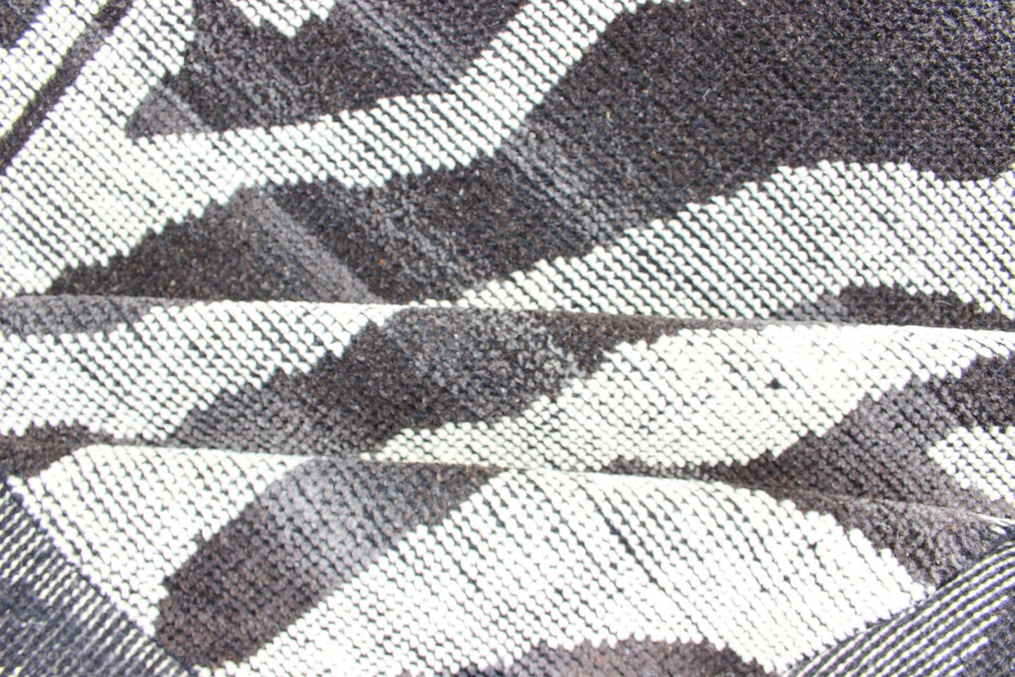 Measures:8'4 x 10'1 Black and White Zebra Design Distressed Modern Rug. Ivory, Black and charcoal modern zebra design distressed piled rug. Keivan Woven Arts / rug KHN - 1023 - TR - 1048, country of origin / type: India / Modern Piled Rug. A uniqu... - Keivan Woven ArtsKHN - 1023 - TR - 1048 - 13522Rug
