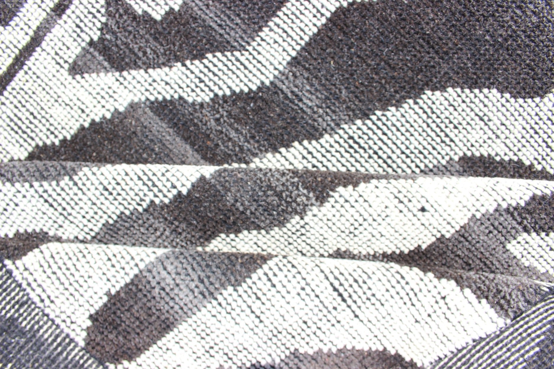 Measures:8'4 x 10'1 Black and White Zebra Design Distressed Modern Rug. Ivory, Black and charcoal modern zebra design distressed piled rug. Keivan Woven Arts / rug KHN - 1023 - TR - 1048, country of origin / type: India / Modern Piled Rug. A uniqu... - Keivan Woven ArtsKHN - 1023 - TR - 1048 - 13522Rug
