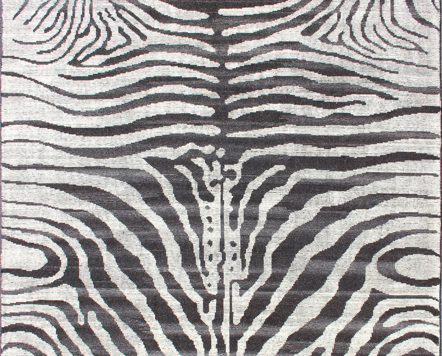 Measures:8'4 x 10'1 Black and White Zebra Design Distressed Modern Rug. Ivory, Black and charcoal modern zebra design distressed piled rug. Keivan Woven Arts / rug KHN - 1023 - TR - 1048, country of origin / type: India / Modern Piled Rug. A uniqu... - Keivan Woven ArtsKHN - 1023 - TR - 1048 - 13522Rug