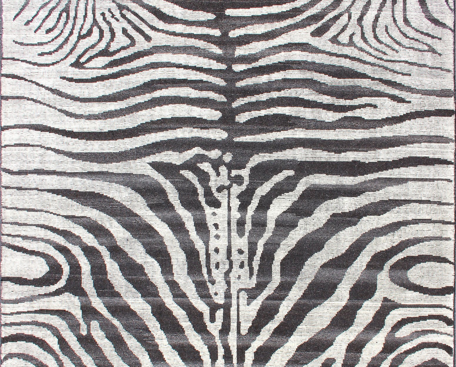 Measures:8'4 x 10'1 Black and White Zebra Design Distressed Modern Rug. Ivory, Black and charcoal modern zebra design distressed piled rug. Keivan Woven Arts / rug KHN - 1023 - TR - 1048, country of origin / type: India / Modern Piled Rug. A uniqu... - Keivan Woven ArtsKHN - 1023 - TR - 1048 - 13522Rug
