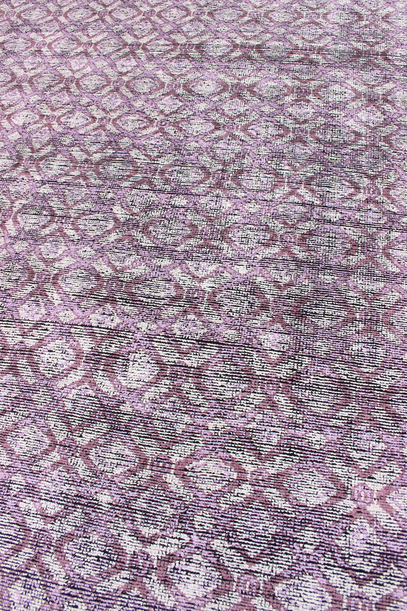Silk Modern Distressed Rug in Light Purple, Gray and White. Multi Shades of white, cream, light purple, and gray with charcoal foundation showing in this unique modern distressed piled rug, rug KHN - 1024 - ARI - 13, country of origin / type: India / Ind... - Keivan Woven ArtsKHN - 1024 - ARI - 13 - 13528