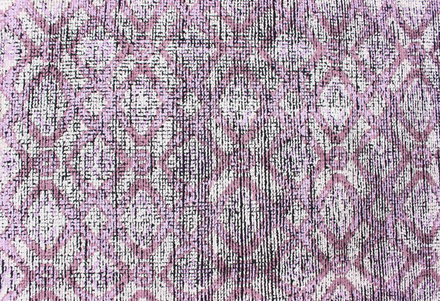 Silk Modern Distressed Rug in Light Purple, Gray and White. Multi Shades of white, cream, light purple, and gray with charcoal foundation showing in this unique modern distressed piled rug, rug KHN - 1024 - ARI - 13, country of origin / type: India / Ind... - Keivan Woven ArtsKHN - 1024 - ARI - 13 - 13528