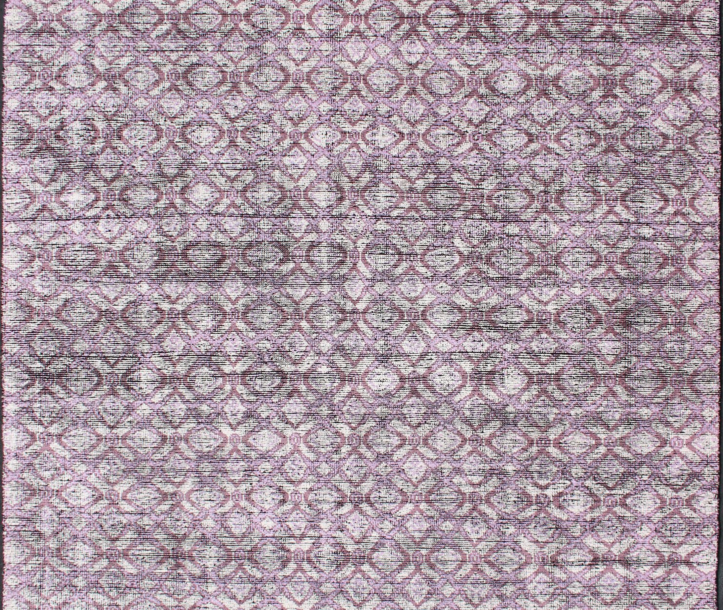 Silk Modern Distressed Rug in Light Purple, Gray and White. Multi Shades of white, cream, light purple, and gray with charcoal foundation showing in this unique modern distressed piled rug, rug KHN - 1024 - ARI - 13, country of origin / type: India / Ind... - Keivan Woven ArtsKHN - 1024 - ARI - 13 - 13528