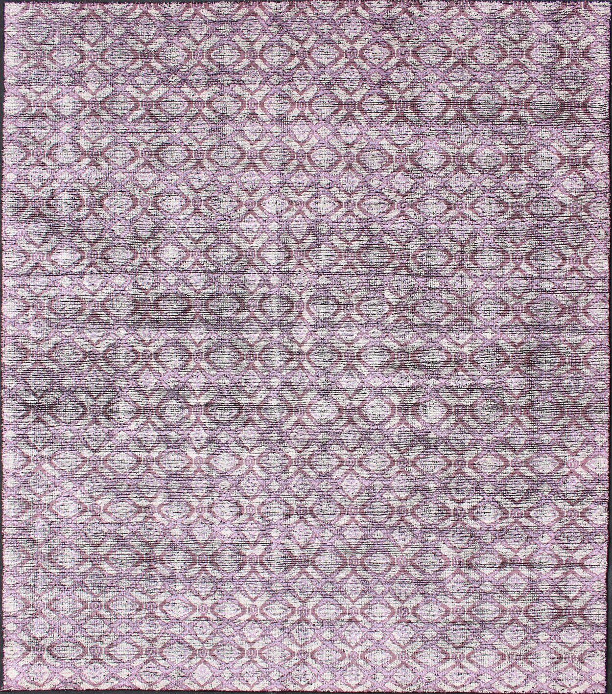 Silk Modern Distressed Rug in Light Purple, Gray and White. Multi Shades of white, cream, light purple, and gray with charcoal foundation showing in this unique modern distressed piled rug, rug KHN - 1024 - ARI - 13, country of origin / type: India / Ind... - Keivan Woven ArtsKHN - 1024 - ARI - 13 - 13528