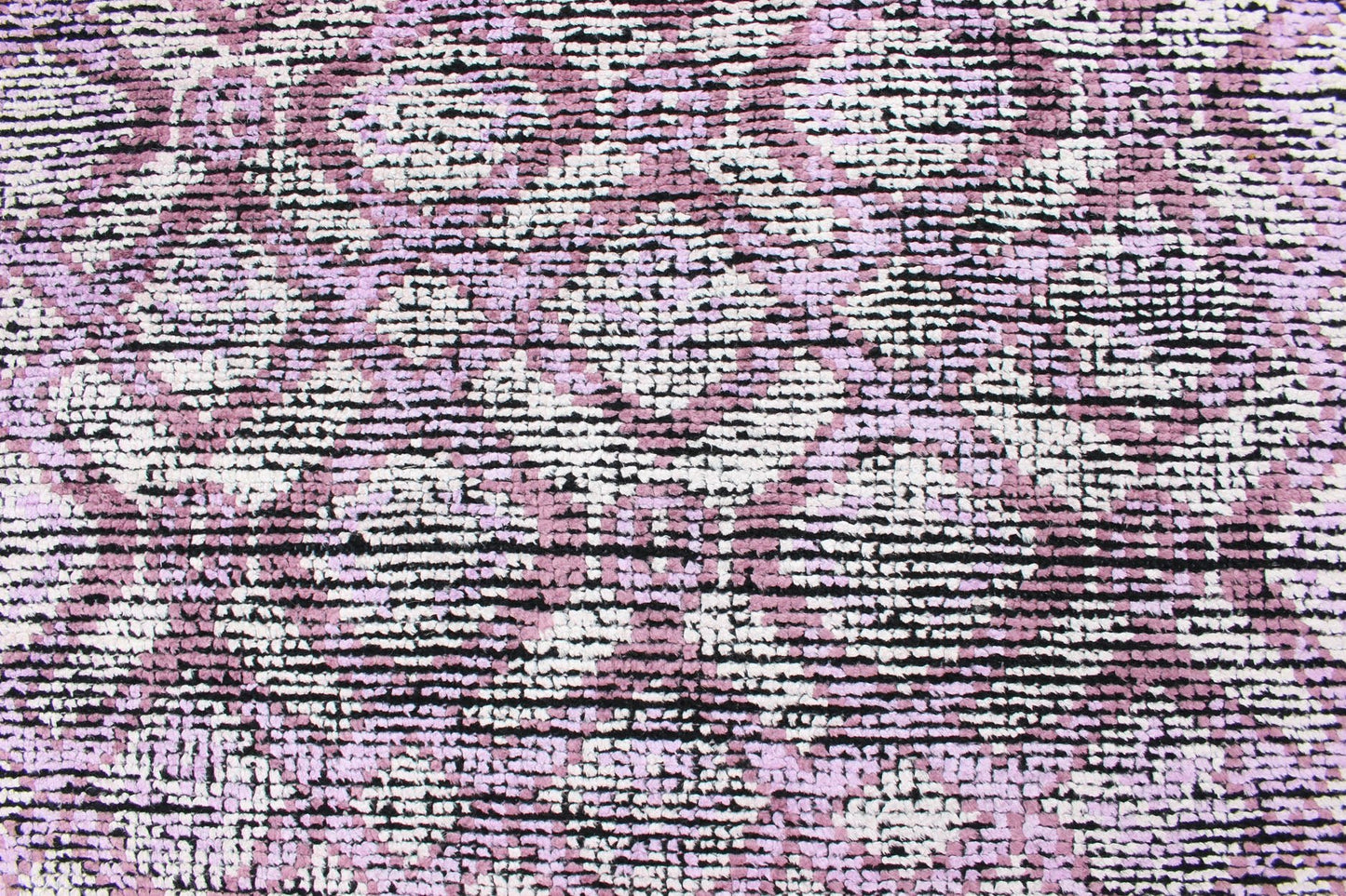 Silk Modern Distressed Rug in Light Purple, Gray and White. Multi Shades of white, cream, light purple, and gray with charcoal foundation showing in this unique modern distressed piled rug, rug KHN - 1024 - ARI - 13, country of origin / type: India / Ind... - Keivan Woven ArtsKHN - 1024 - ARI - 13 - 13528