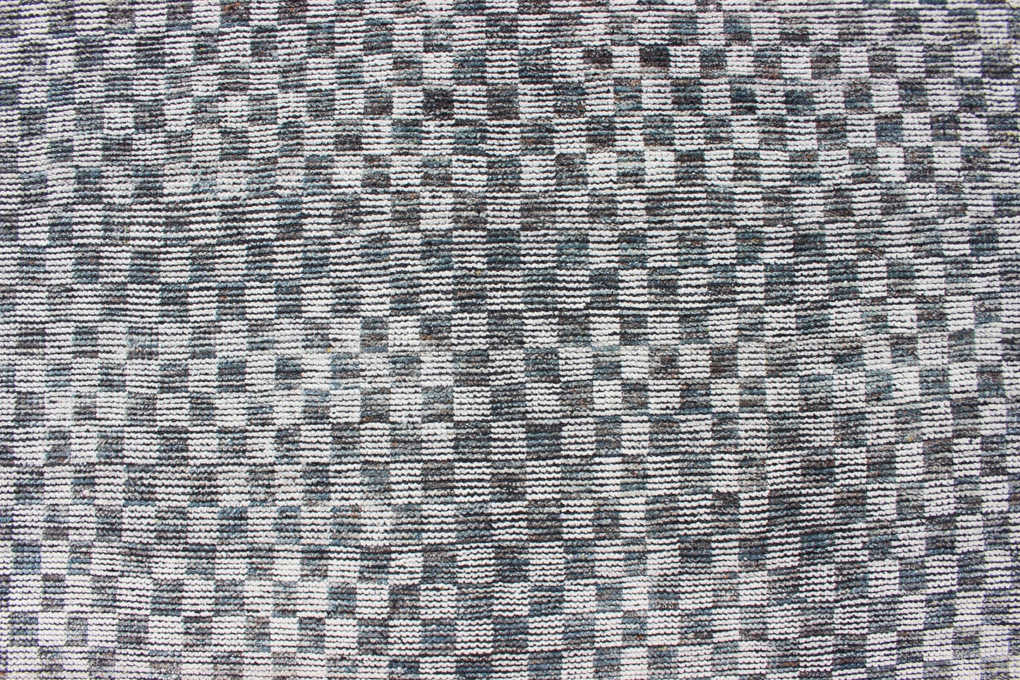 Modern Design Destressed Rug by Keivan Woven Arts. Minimalist and Modern Design Destressed Rug in Shades of Teal, White, Teal Blue, Teal green and charcoal along with white modern checkered designed piled rug, rug KHN - 1025 - TR - 453, country of origin... - Keivan Woven ArtsKHN - 1025 - TR - 453 - 13534
