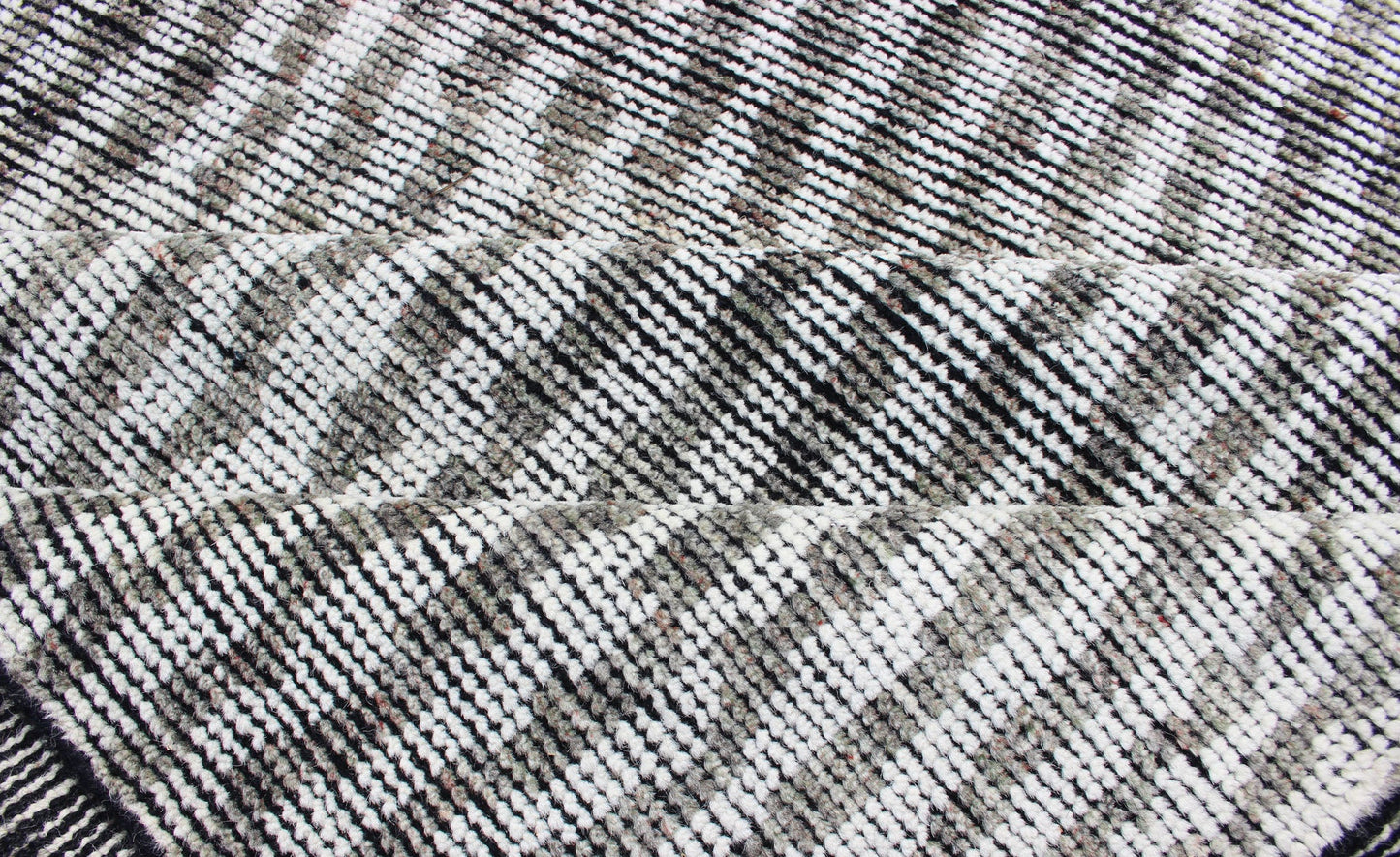 Minimalist Modern Design Distressed Rug in Shades of White and Taupe. Shades of White and Taupe/green modern distressed piled rug, rug KHN - 1030 - TR - 578, country of origin / type: India / Distressed Modern Piled Rug. This distressed modern des... - Keivan Woven ArtsKHN - 1030 - TR - 578 - 13568Rug