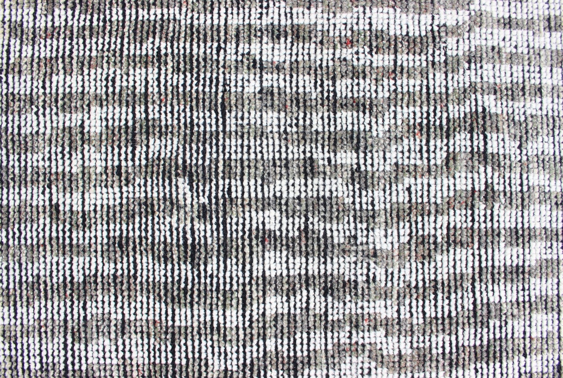 Minimalist Modern Design Distressed Rug in Shades of White and Taupe. Shades of White and Taupe/green modern distressed piled rug, rug KHN - 1030 - TR - 578, country of origin / type: India / Distressed Modern Piled Rug. This distressed modern des... - Keivan Woven ArtsKHN - 1030 - TR - 578 - 13568Rug
