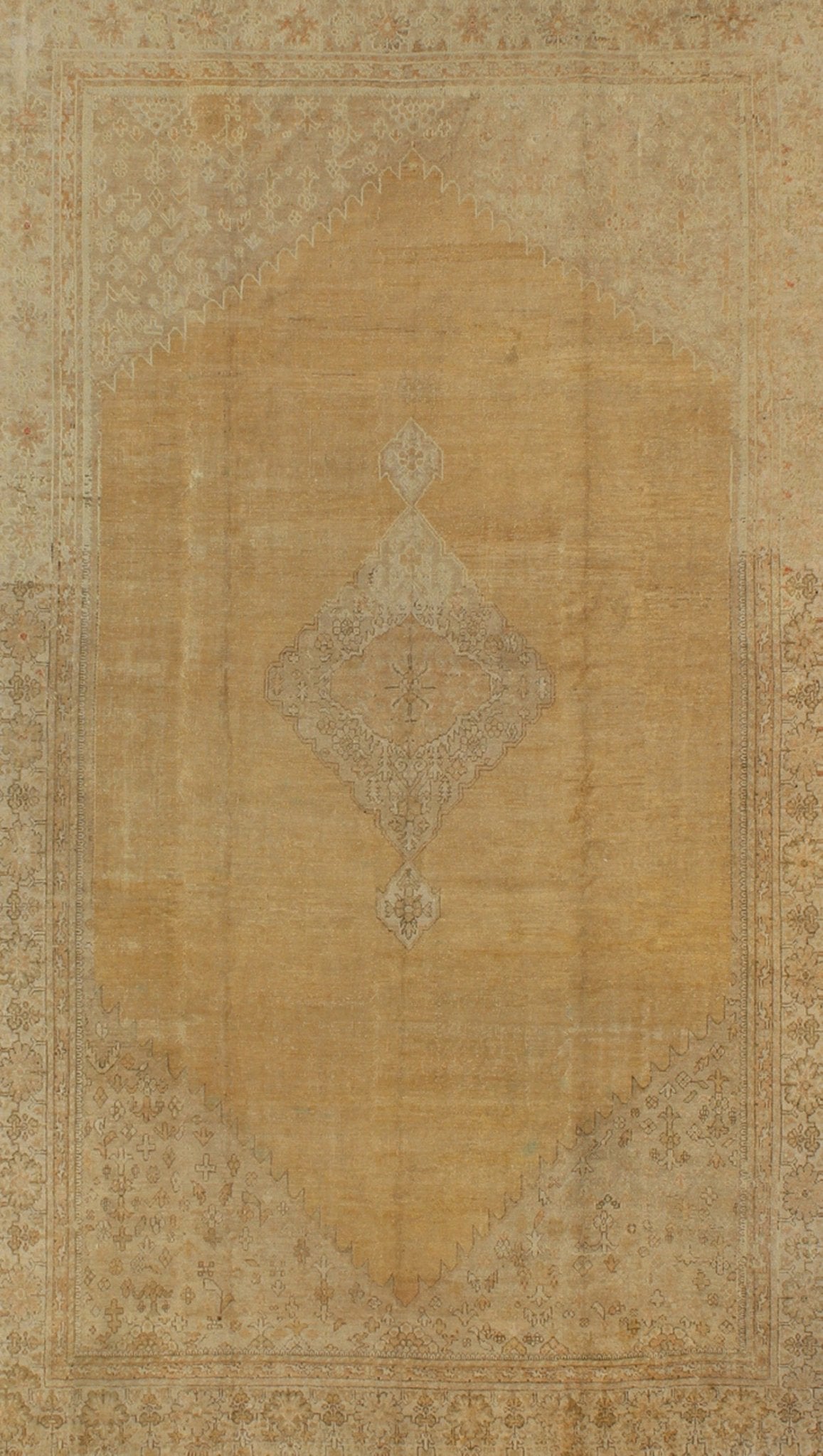 Large Antique Oushak Rug in Wheat and soft Yellow Background, kwarugs L11 - 0102, Large Oushak Antique Turkish Rug This large and impressive antique Turkish Oushak exhibits a delicate sophistication in color and design. The exquisite color palette... - Keivan Woven ArtsL11 - 0102 - 2358Rug