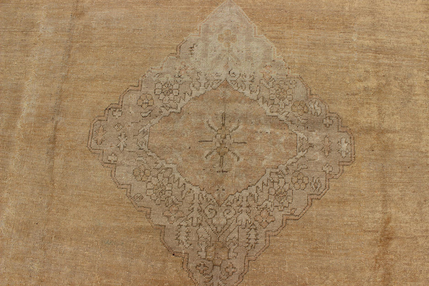 Large Antique Oushak Rug in Wheat and soft Yellow Background, kwarugs L11 - 0102, Large Oushak Antique Turkish Rug This large and impressive antique Turkish Oushak exhibits a delicate sophistication in color and design. The exquisite color palette... - Keivan Woven ArtsL11 - 0102 - 2358Rug