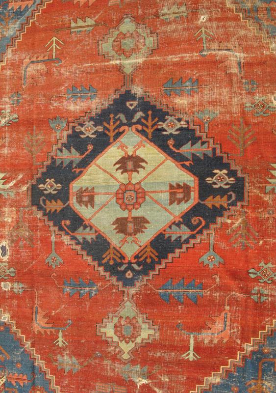 Antique Persian large Bakshaish Serapirug in brick red, royal blue and ivory. Keivan Woven Arts / rug L11 - 0608, country of origin / type: Iran / Bakshaish Serapi, circa 1880. Measures: 11'7 x 15'2. Crafted in the Azarbijan district of northwest P... - Keivan Woven ArtsL11 - 0608 - 2615Rug