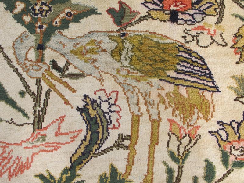Silk Turkish Rug with Botanical Designs, Including Stylized Leaves Turkish Rug with Botanical Design rug/l11 - 0916 orgin/turkey kwarugs This silk vintage Turkish rug features an intricate and complex design paired with a unique color co... - Keivan Woven ArtsL11 - 0916 - 3186Rug