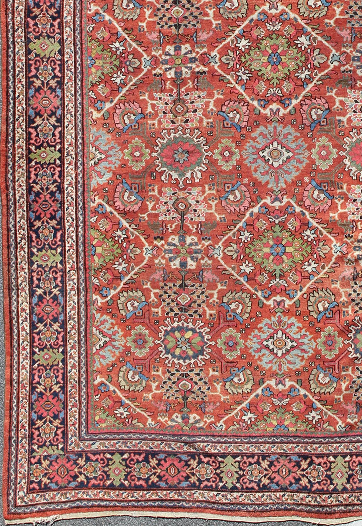 Antique Persian Sultanabad - Mahal Rug in Jewel Tones & All - Over Geometric Design. Antique Persian Sultanabad - Mahal Rug, Keivan Woven Arts / rug L11 - 1207, country of origin / type: Persian / Sultanabad, circa Early - 20th Century. Measures: ... - Keivan Woven ArtsL11 - 1207 - 2979Rug