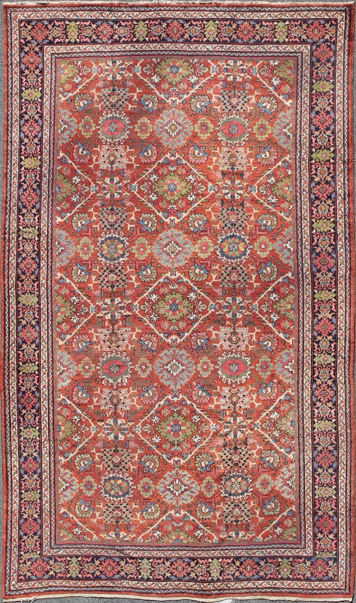 Antique Persian Sultanabad - Mahal Rug in Jewel Tones & All - Over Geometric Design. Antique Persian Sultanabad - Mahal Rug, Keivan Woven Arts / rug L11 - 1207, country of origin / type: Persian / Sultanabad, circa Early - 20th Century. Measures: ... - Keivan Woven ArtsL11 - 1207 - 2979Rug