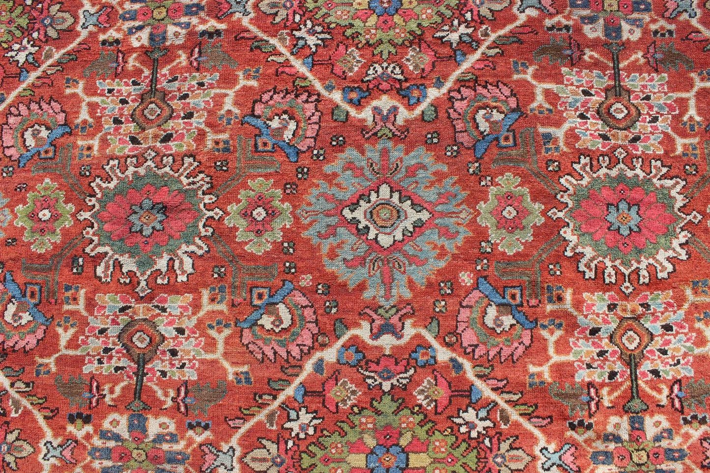 Antique Persian Sultanabad - Mahal Rug in Jewel Tones & All - Over Geometric Design. Antique Persian Sultanabad - Mahal Rug, Keivan Woven Arts / rug L11 - 1207, country of origin / type: Persian / Sultanabad, circa Early - 20th Century. Measures: ... - Keivan Woven ArtsL11 - 1207 - 2979Rug