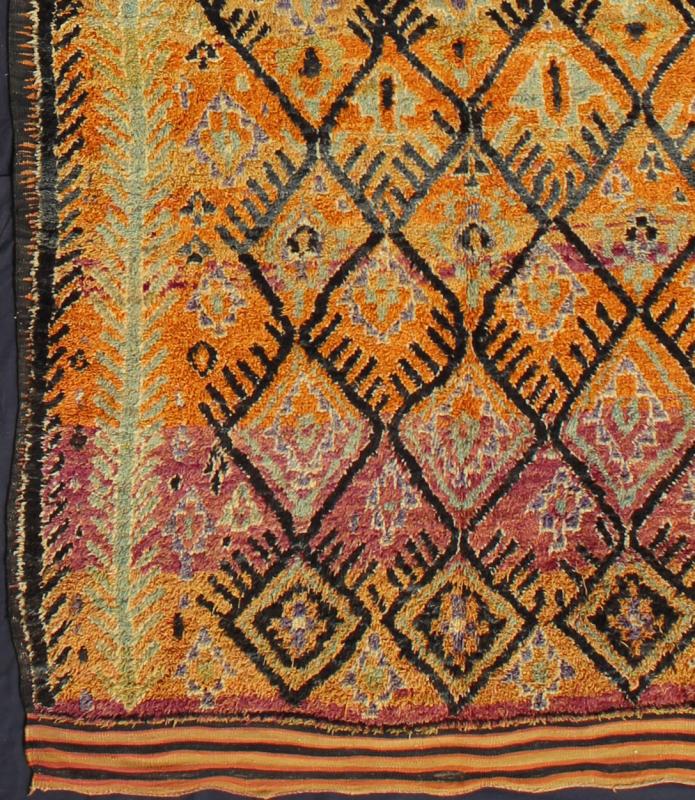 Vintage Moroccan Large Gallery Runner with Tribal Geometric Design Measures: 6'6'' x 16'0''. This vintage Moroccan rug was woven by the Moroccan Berber tribes of Talsint. A lovely gallery rug, it has a two long mint green vines that run on ei... - Keivan Woven ArtsLCB - 136642 - 7337Rug