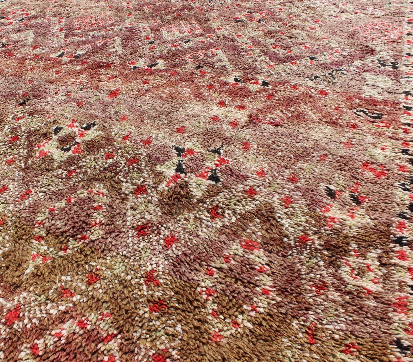 Multi Colored Vintage Large Moroccan Rug With All - Over Diamond Pattern. Green, lavender, brown, red, blue Background Vintage Moroccan Rug with All - Over Diamond Pattern, rug lcb - 136641, country of origin / type: Morocco / Tribal, circa mid - 20th c... - Keivan Woven ArtsLCB - 18 - 278 - 9611Rug