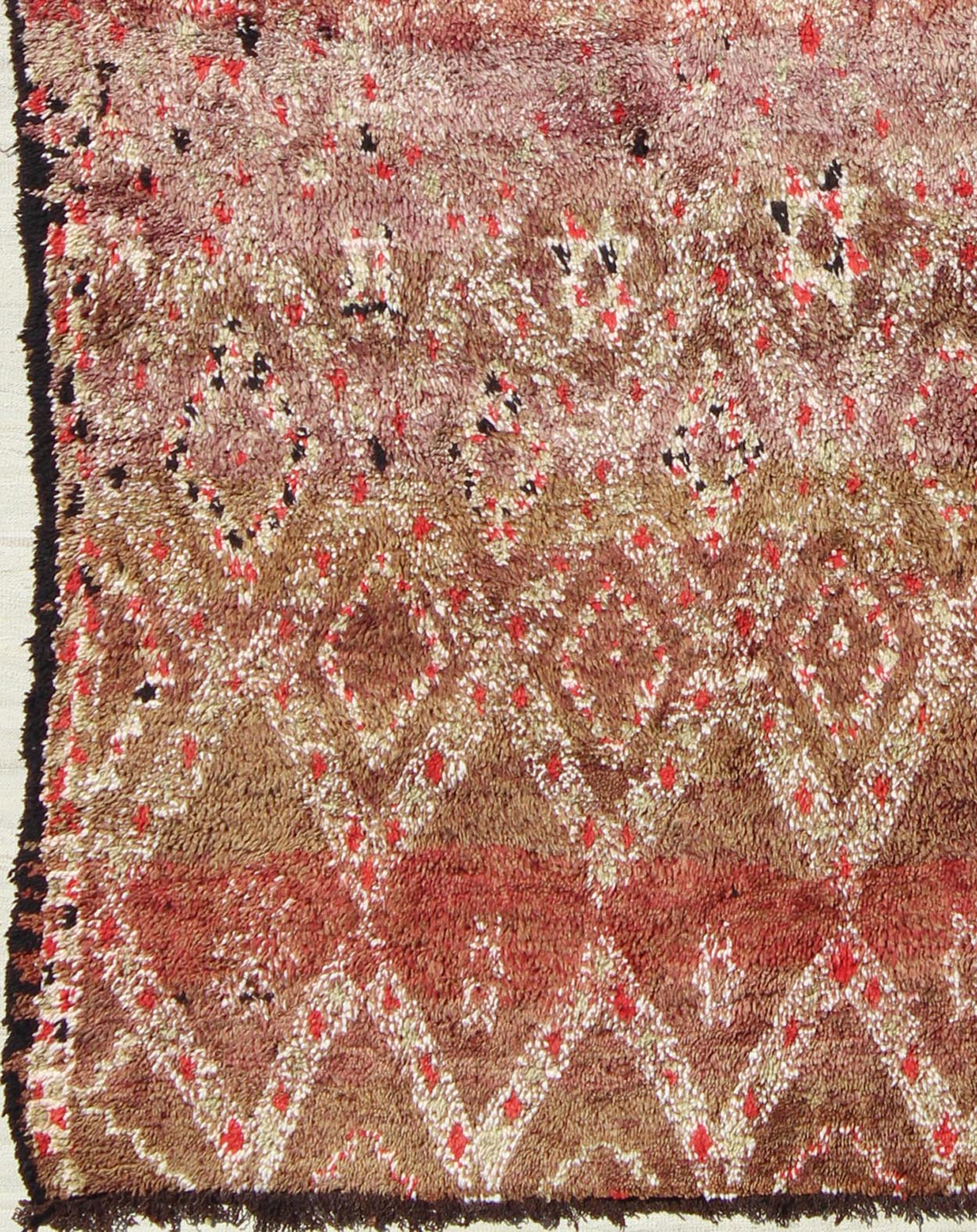 Multi Colored Vintage Large Moroccan Rug With All - Over Diamond Pattern. Green, lavender, brown, red, blue Background Vintage Moroccan Rug with All - Over Diamond Pattern, rug lcb - 136641, country of origin / type: Morocco / Tribal, circa mid - 20th c... - Keivan Woven ArtsLCB - 18 - 278 - 9611Rug