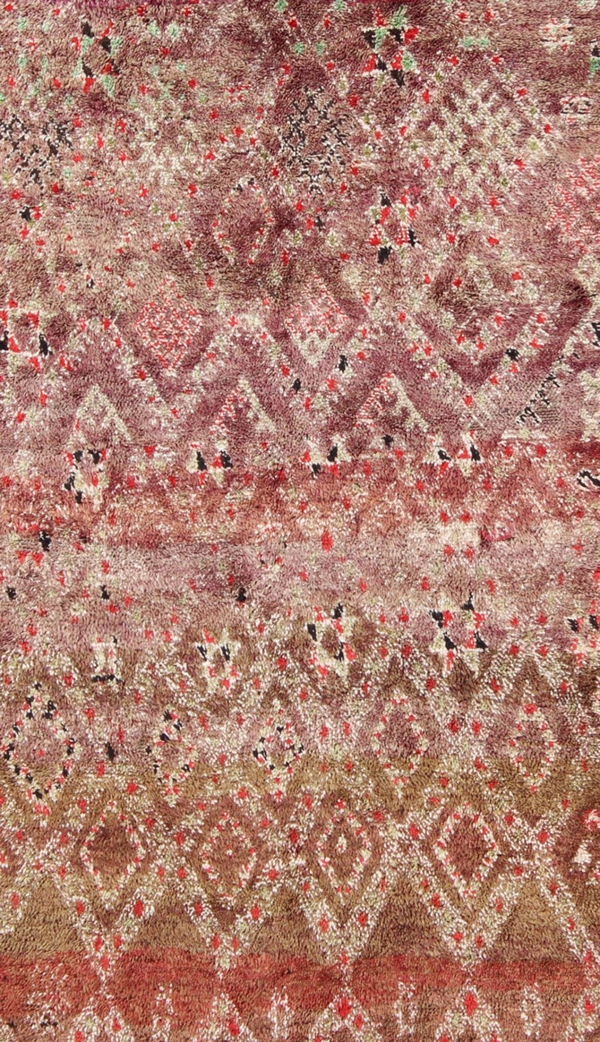Multi Colored Vintage Large Moroccan Rug With All - Over Diamond Pattern. Green, lavender, brown, red, blue Background Vintage Moroccan Rug with All - Over Diamond Pattern, rug lcb - 136641, country of origin / type: Morocco / Tribal, circa mid - 20th c... - Keivan Woven ArtsLCB - 18 - 278 - 9611Rug