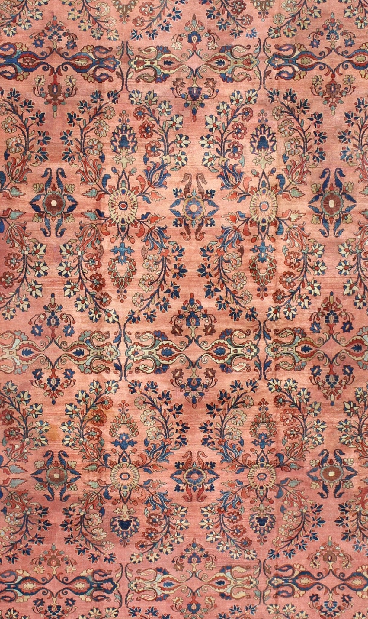 Antique Persian Lilihan Large rug in Salmon, Pink, Blue, Green and Rust Colors. Keivan Woven Arts / rug Lh - A38502, country of origin / type: Iran / Lilihan, circa 1900. , Antique Persian Large Lilihan. Measures: 11'1 x 17'2. This immaculately wo... - Keivan Woven ArtsLH - A38502 - 1817Rug