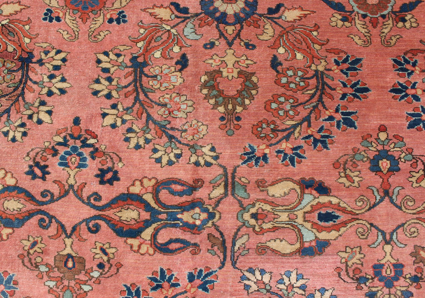 Antique Persian Lilihan Large rug in Salmon, Pink, Blue, Green and Rust Colors. Keivan Woven Arts / rug Lh - A38502, country of origin / type: Iran / Lilihan, circa 1900. , Antique Persian Large Lilihan. Measures: 11'1 x 17'2. This immaculately wo... - Keivan Woven ArtsLH - A38502 - 1817Rug
