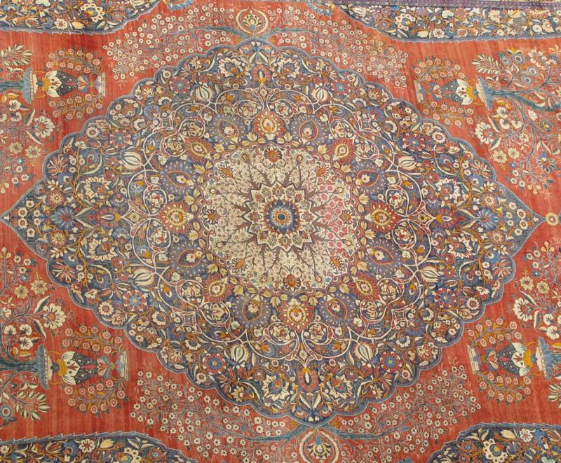 Palace - Sized Haj - Jalili Tabriz Rug with Colorful Floral and Vine Patterns This magnificent Tabriz Carpet is of monumental size and was created by the master weaver Haj - Jalili. Featuring a large and ornate central medallion flanked by smaller med... - Keivan Woven ArtsM14 - 0301 - 5389Rug