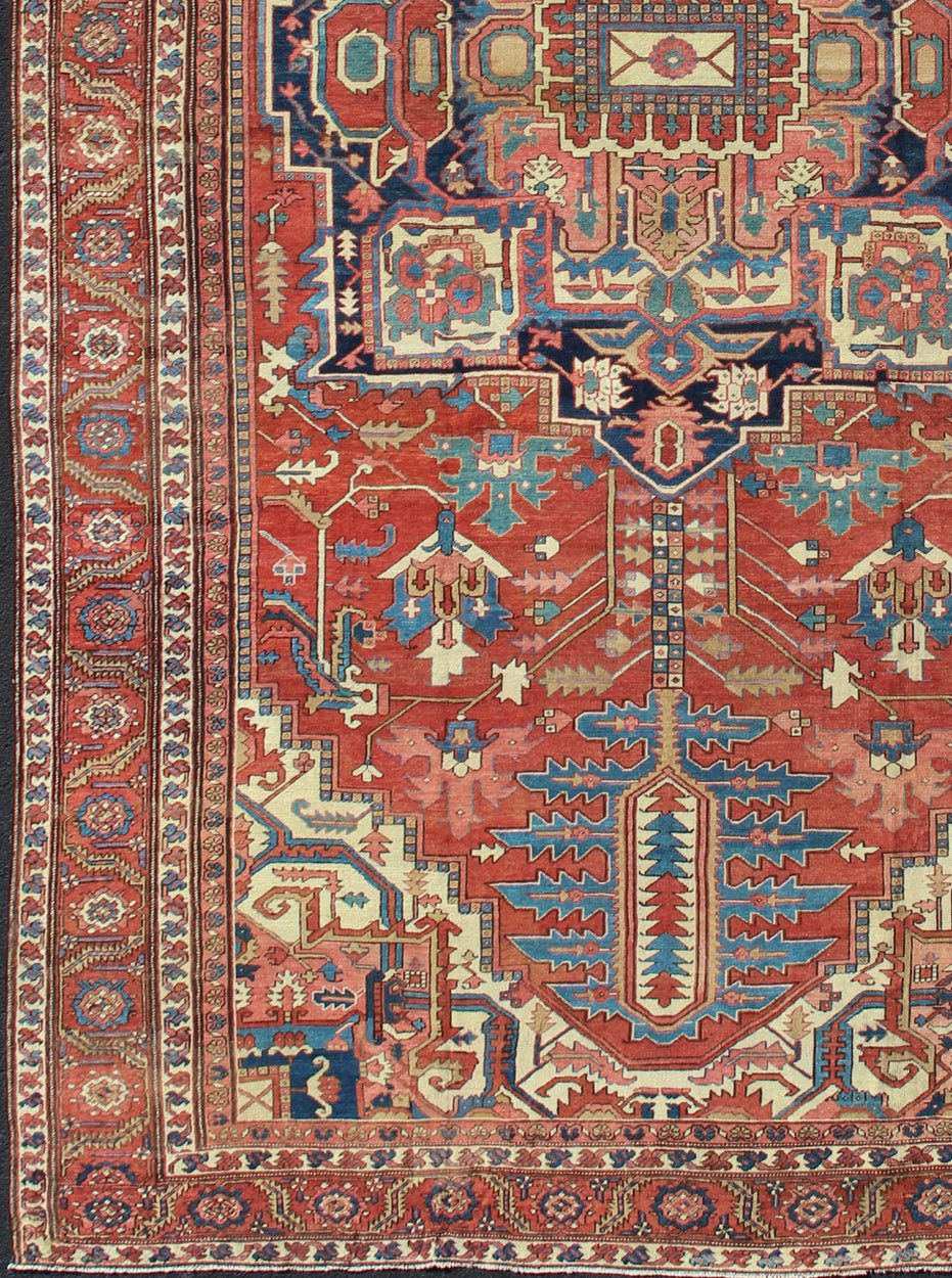 Over Size Antique Persian Serapi Rug with Stretched Geometric Medallion Over Size Antique Persian Serapi Rug with Stretched Geometric Medallion. Rug / M14 - 0302, Antique Serapi. This large oversize antique Persian Serapi was handcrafted during t... - Keivan Woven ArtsM14 - 0302 - 6260Rug