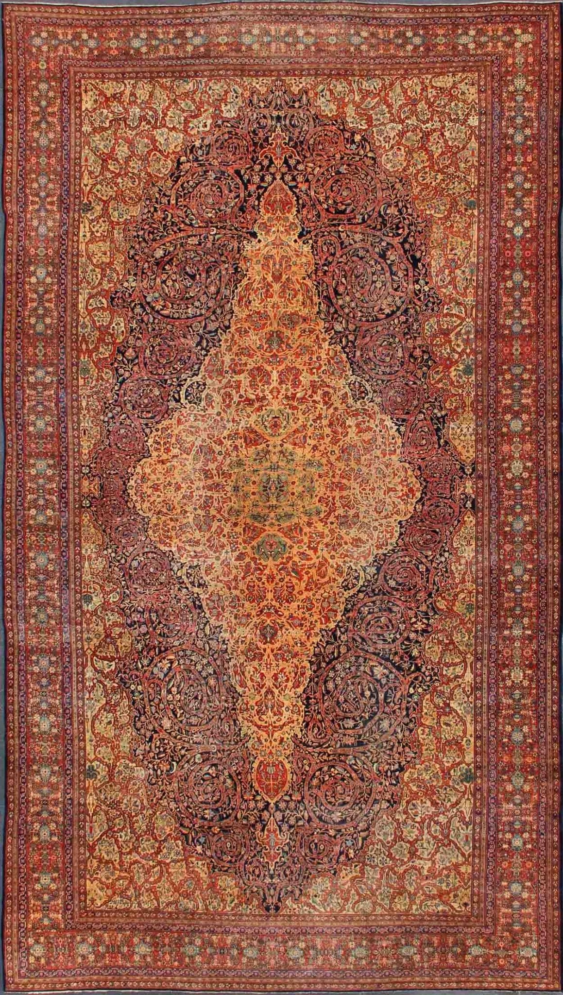Palace - Sized Extremely Finely Woven Antique Sarouk - Farahan Persian Rug. Palace - Sized Extremely Finely Woven Antique Sarouk - Farahan Persian Rug . Rug M14 - 0303, Measures: 17'3 x 30'8. Mansion Sized antique Persian Sarouk - Farahan ca... - Keivan Woven ArtsM14 - 0303 - 5397Rug