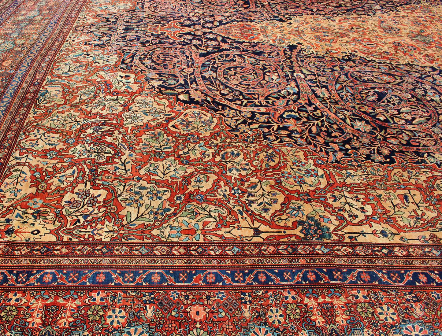 Palace - Sized Extremely Finely Woven Antique Sarouk - Farahan Persian Rug. Palace - Sized Extremely Finely Woven Antique Sarouk - Farahan Persian Rug . Rug M14 - 0303, Measures: 17'3 x 30'8. Mansion Sized antique Persian Sarouk - Farahan ca... - Keivan Woven ArtsM14 - 0303 - 5397Rug