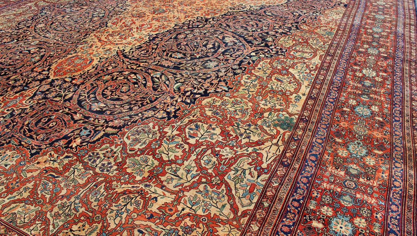 Palace - Sized Extremely Finely Woven Antique Sarouk - Farahan Persian Rug. Palace - Sized Extremely Finely Woven Antique Sarouk - Farahan Persian Rug . Rug M14 - 0303, Measures: 17'3 x 30'8. Mansion Sized antique Persian Sarouk - Farahan ca... - Keivan Woven ArtsM14 - 0303 - 5397Rug