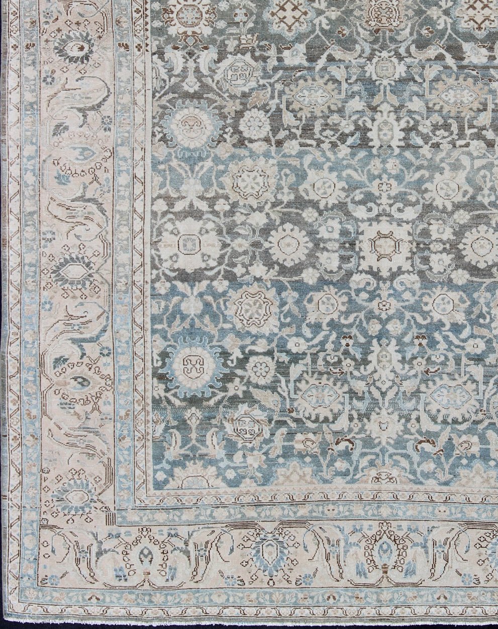Neutral - Toned Antique Persian Malayer with All - Over Stylized Geometric Design Antique Persian Rug in Neutral Tones with Geometric Floral Motifs, rug MEV - 1908 - 6, country of origin / type: Iran / Malayer, circa 1920. This Malayer carpet fro... - Keivan Woven ArtsMEV - 1908 - 6 - 11609Rug