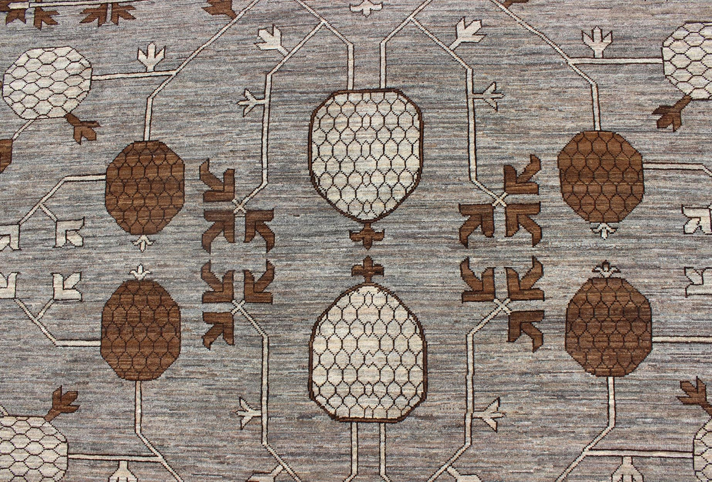 Large All - Over Design Khotan Rug in Gray Background by Keivan Woven Arts Large Khotan rug with all over Pomegranate Design. Keivan Woven Arts / rug MP - 1709 - 1973, country of origin / type: Afghanistan / Khotan Measures: 10'2 x 14'6. This Khotan fe... - Keivan Woven ArtsMP - 1709 - 1973 - 8923Rug