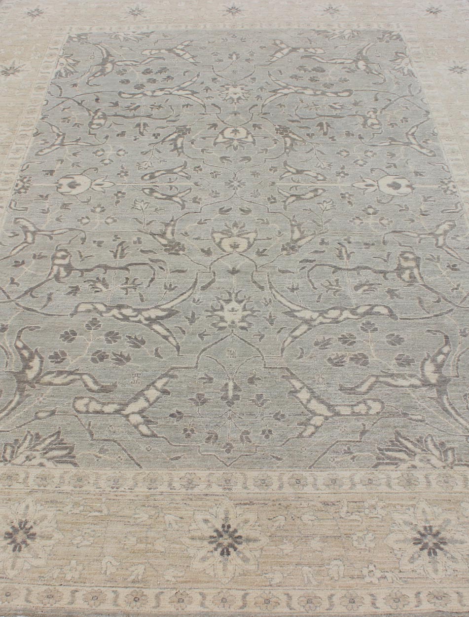 Charming Tabriz Design Rug with All - Over Design in Gray's, Tan, and Cream Tabriz Design Rug with all - over design in cream, tan, and grays / fine tabriz Keivan Woven Arts / rug MP - 1903 - 10205, country of origin / type: Afghanistan / Tabriz ... - Keivan Woven ArtsMP - 1903 - 10205 - 30Rug