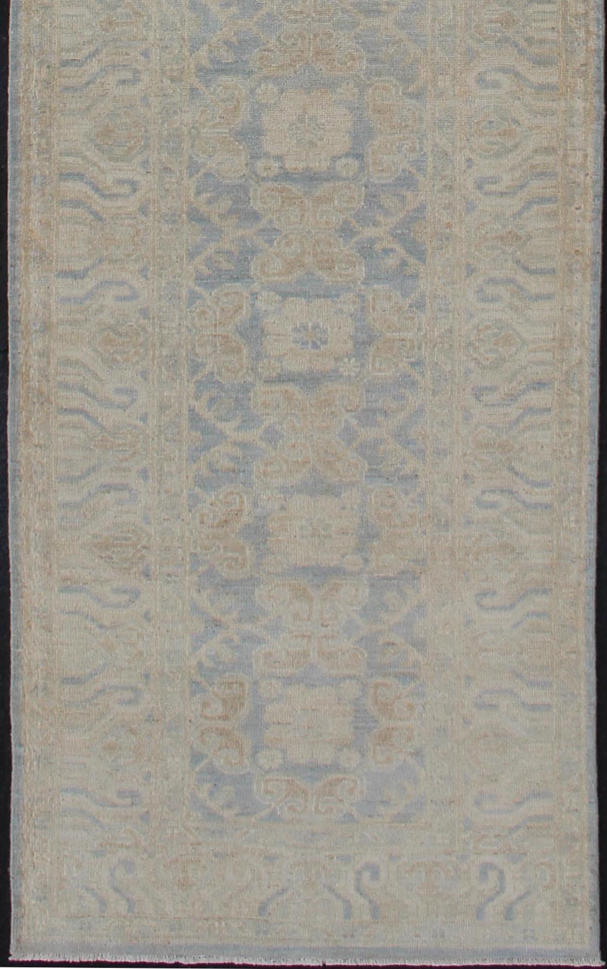 Rug with All - over Khotan Design with Geometric Motifs MP - 1911 - 10729, country of origin / type: Afghanistan / Khotan This Reproduction Khotan features a geometric all - over design flanked by a repeating pattern in the border. The entirety of the p... - Keivan Woven ArtsMP - 1911 - 10729 - 12305Rug