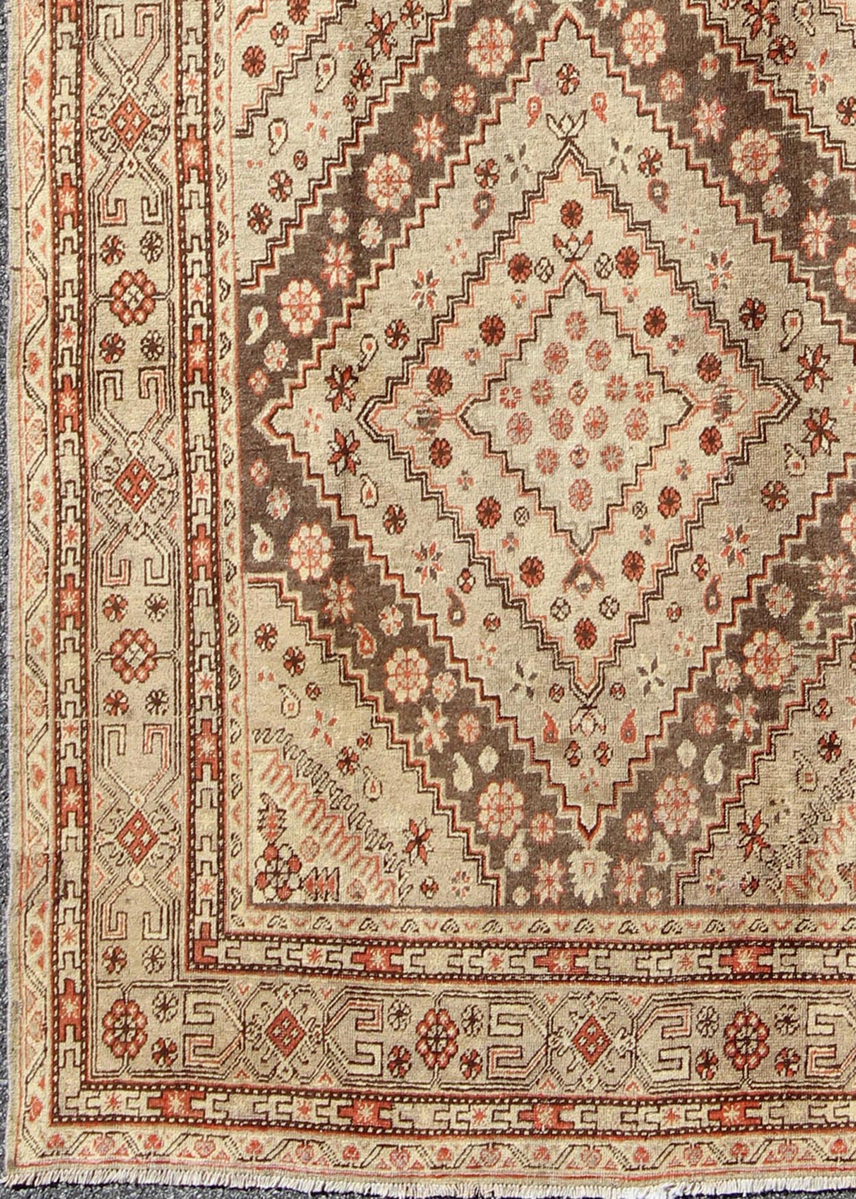 Early 20th Century Antique Khotan Rug with Paired Diamond Medallions, rug mp - 39e, country of origin / type: Turkey / Khotan, circa 1920 This delicately rendered antique Khotan rug was handcrafted in Turkestan during the early part of 20th centur... - Keivan Woven ArtsMP - 39E - 988Rug