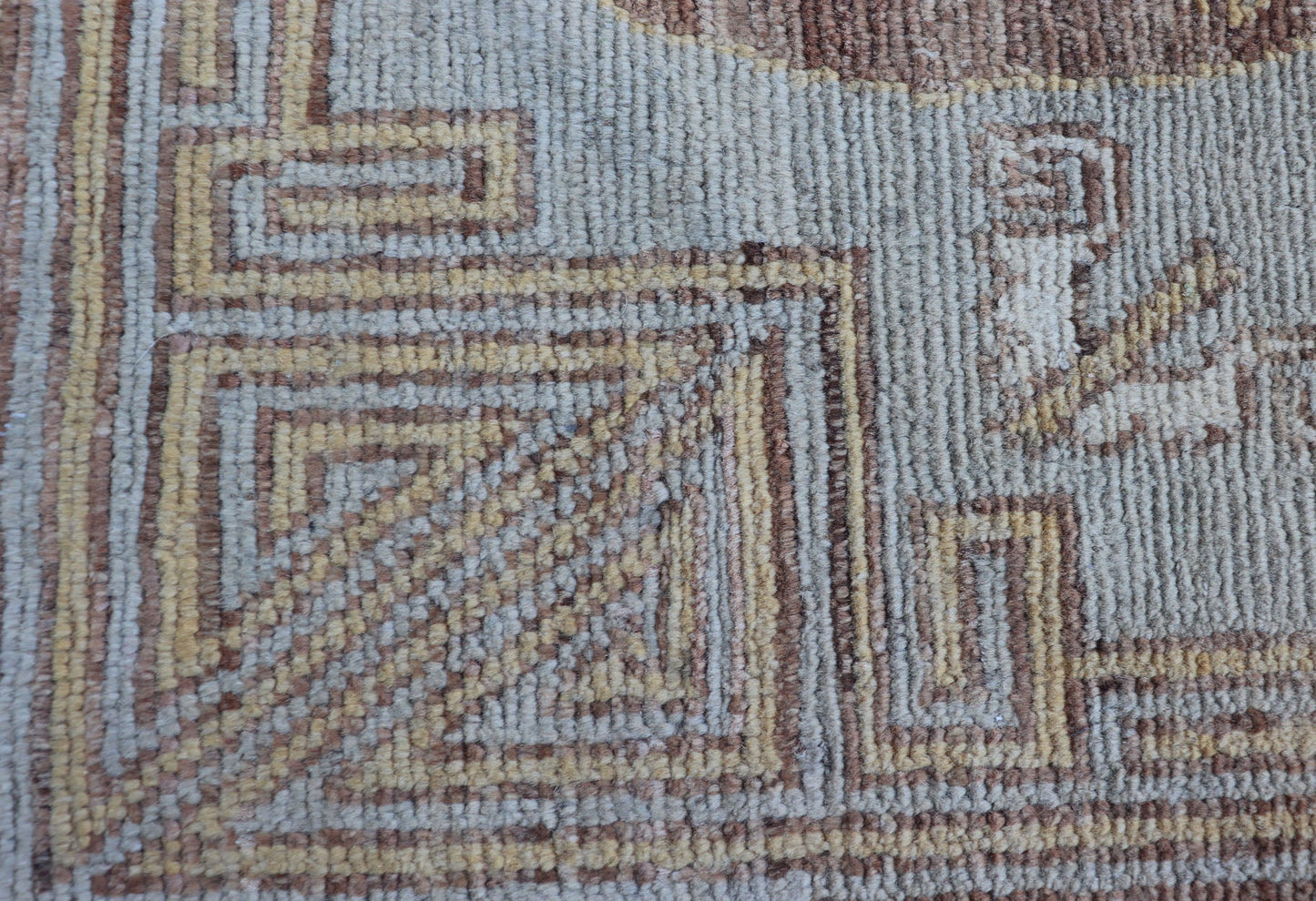Vintage Khotan Design Rug with Three Medallion Pattern in Light Blue - Green Light Khotan rug with Circular Medallions in Light Blues - Green, Brown, Yellow and cream , rug MP - 865, country of origin / type: Afghanistan / Khotan This Khotan feat... - Keivan Woven ArtsMP - 865 - 2384Rug