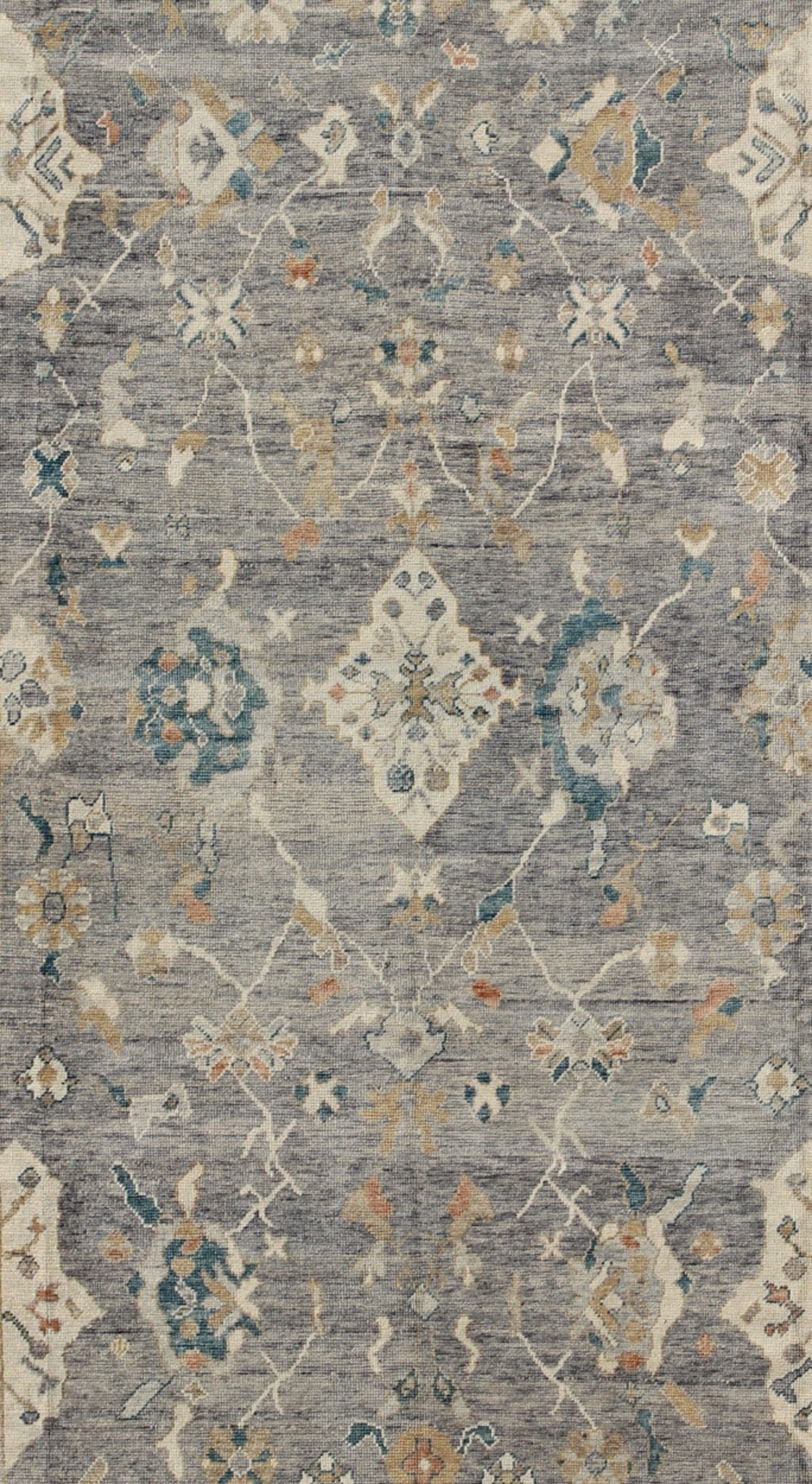 Tribal Design Hand Knotted Turkish Oushak Rug with Gray and Multi Colors Turkish Oushak rug with bold design and color palette and all - over diamond medallion design, Keivan Woven Arts / rug MSD - 200, country of origin / type: Turkey / Oushak ... - Keivan Woven ArtsMSD - 200 - 9120Rug