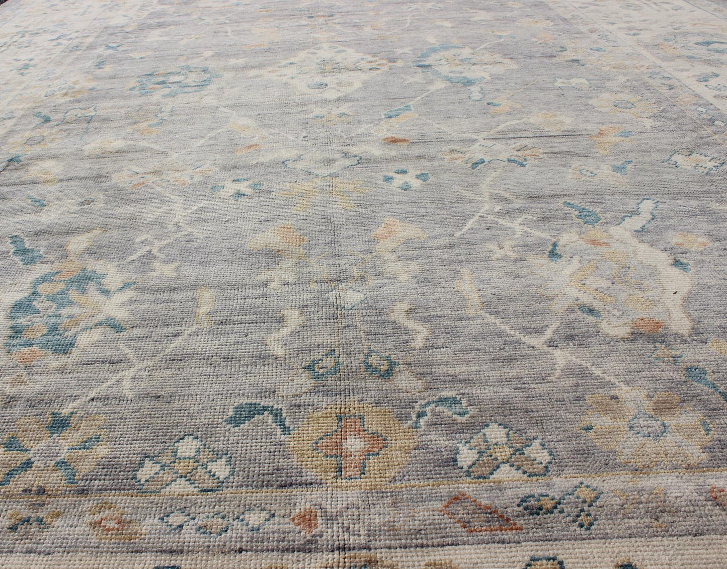 Tribal Design Hand Knotted Turkish Oushak Rug with Gray and Multi Colors Turkish Oushak rug with bold design and color palette and all - over diamond medallion design, Keivan Woven Arts / rug MSD - 200, country of origin / type: Turkey / Oushak ... - Keivan Woven ArtsMSD - 200 - 9120Rug