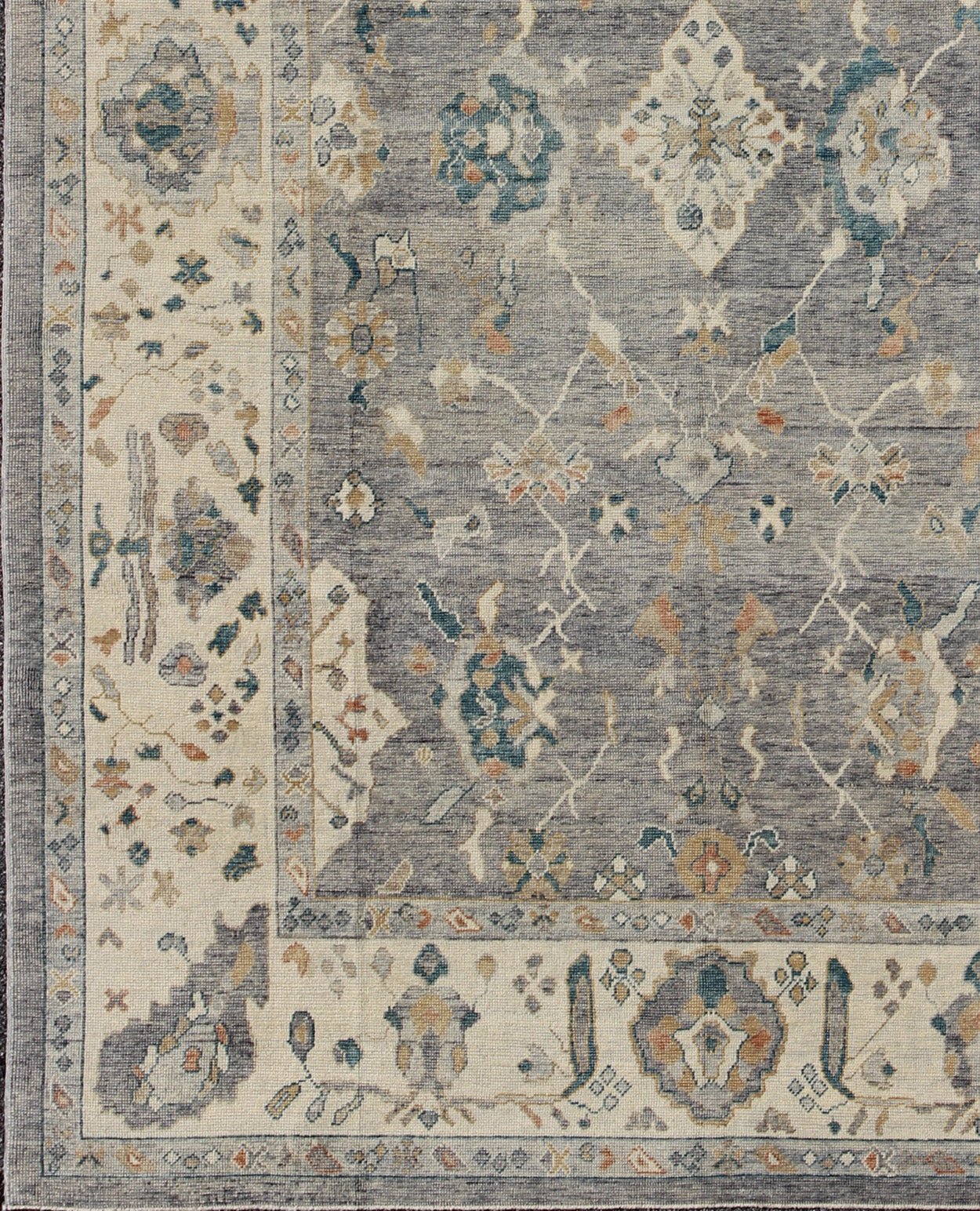 Tribal Design Hand Knotted Turkish Oushak Rug with Gray and Multi Colors Turkish Oushak rug with bold design and color palette and all - over diamond medallion design, Keivan Woven Arts / rug MSD - 200, country of origin / type: Turkey / Oushak ... - Keivan Woven ArtsMSD - 200 - 9120Rug