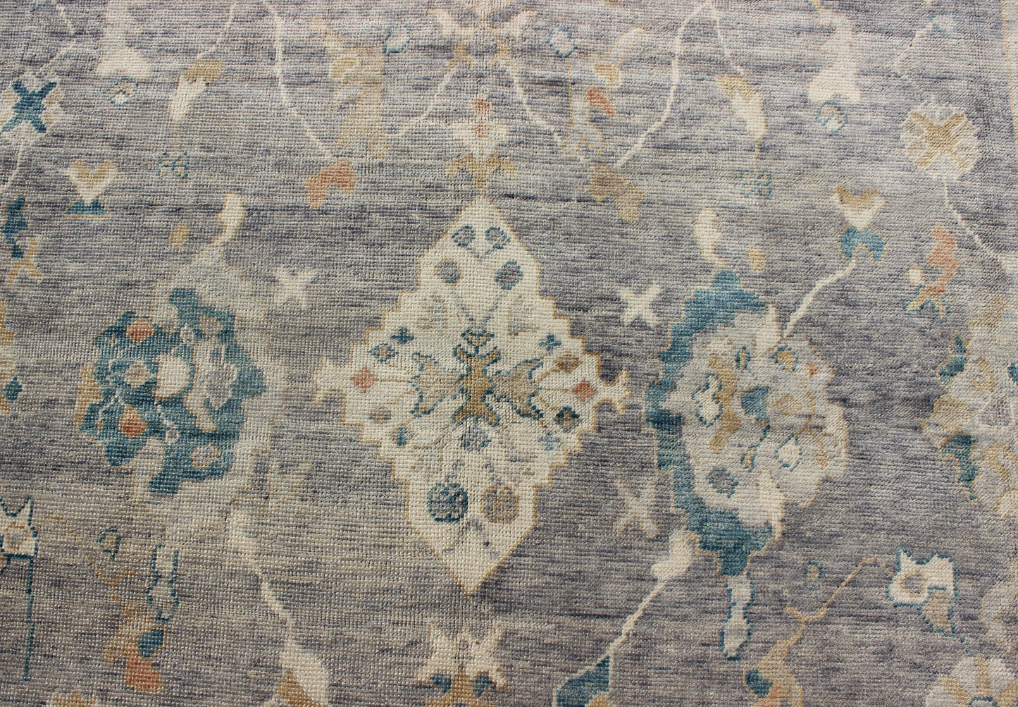 Tribal Design Hand Knotted Turkish Oushak Rug with Gray and Multi Colors Turkish Oushak rug with bold design and color palette and all - over diamond medallion design, Keivan Woven Arts / rug MSD - 200, country of origin / type: Turkey / Oushak ... - Keivan Woven ArtsMSD - 200 - 9120Rug