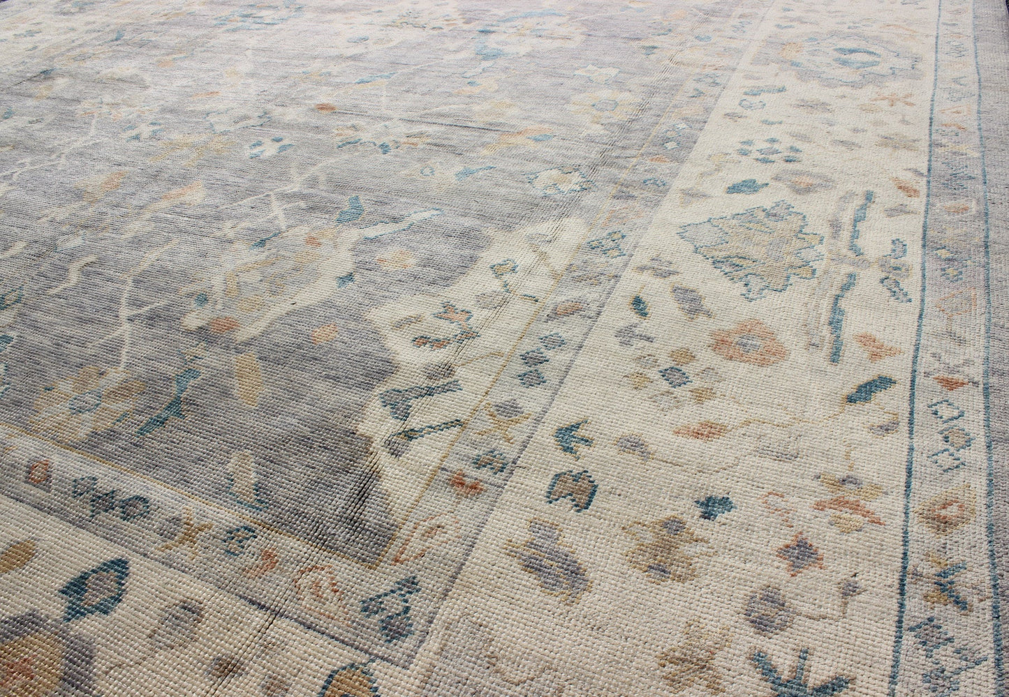 Tribal Design Hand Knotted Turkish Oushak Rug with Gray and Multi Colors Turkish Oushak rug with bold design and color palette and all - over diamond medallion design, Keivan Woven Arts / rug MSD - 200, country of origin / type: Turkey / Oushak ... - Keivan Woven ArtsMSD - 200 - 9120Rug