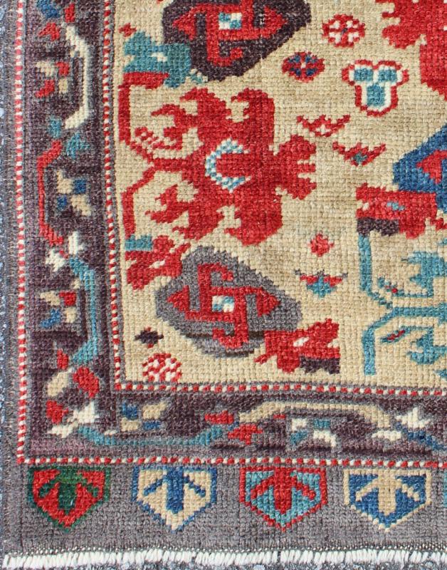 Mid - Century Vintage Turkish Oushak Rug with All - Over Tribal Pattern in Cream, rug msd - 3, country of origin / type: Turkey / Oushak, circa mid - 20th century Produced in mid - 20th century Turkey, this vintage Oushak is characterized by a comely and ... - Keivan Woven ArtsMSD - 3 - 5710Rug